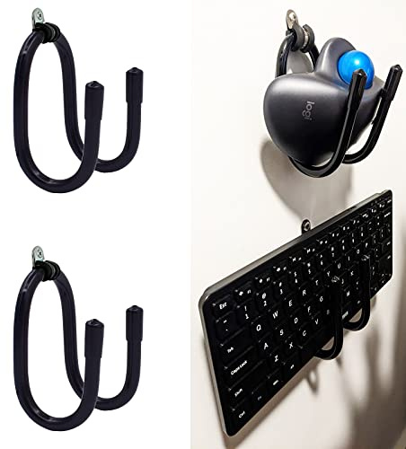Pmsanzay - Lot de 2 supports muraux pour clavier et souris - Facile à installer et réglable - Pour clavier, souris et beaucoup d'autres appareils électroniques - Pas de clavier/souris