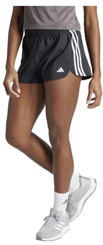 adidas Damen Pacer Training 3-Stripes Woven Mid-Rise Shorts, Black/White, S