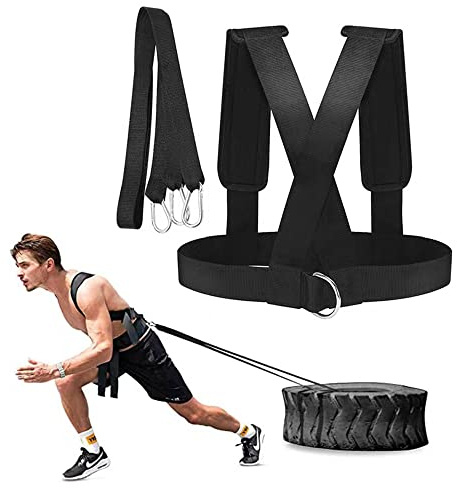 DZOZO Arnés de trineo con banda de entrenamiento, chaleco de entrenamiento de velocidad con correa de tracción, cinturón de entrenamiento de fuerza para entrenamiento de resistencia, equipo deportivo