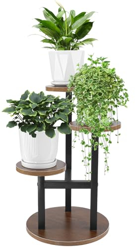 VIEWALL Blumenständer 3 Etagen Pflanzenständer aus Holz Multifunktionaler Kreativer Holz Pflanzenregal Dekoration Blumenregal Für Innen Balkon Wohnzimmer Büro Terrasse