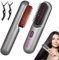 Brosse Lissante Chauffante, Mini Brosse Chauffante Ions Négatifs sans Fil, Anti-BrûLure Lisseur Cheveux Portable, USB Rechargeable, Peigne Chauffant Cheveux Professionnel pour Cheveux Crepus (Gris)