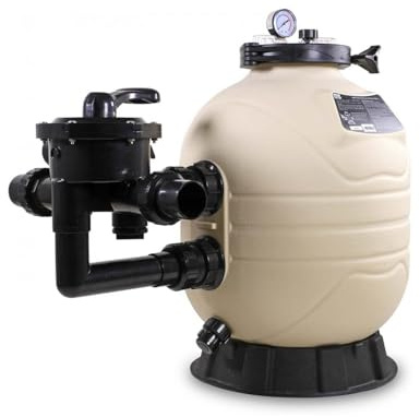 Flotide MFS24 HDPE-sandfilter – 600 mm diameter, 14 000 L/H Max Flow, 71,5 m³ poolkapacitet, 0,28 m² filteryta, 50 mm/1 1/2 tum dimension, 125 kg sand, hög densitet poly etylen, 2,8 bar, 50 °C, vit