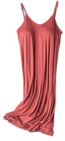 Chemise de nuit sans manches pour femme avec soutien-gorge intégré, longueur genoux, bretelles réglables, sous-vêtement pour femme, robe de nuit, robe de nuit, pyjama d'été