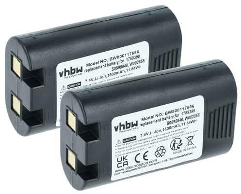 vhbw 2X Akku kompatibel mit Dymo LabelManager 420P, 360D Drucker Kopierer Scanner Etiketten-Drucker (1600 mAh, 7,4 V, Li-Ion)