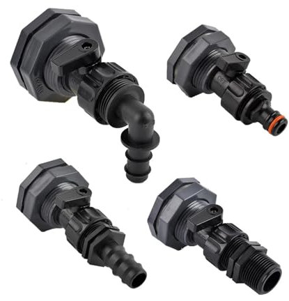 Accessoires pour Tonneaux De Pluie 3/4 Thread PVC Bulkhead Fitting, Pipe Connector for Rain Barrel Garden Hose Adapter kit Water Tank Gallon Drain Bucket Montage du Collecteur De Pluie(E)