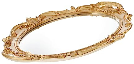 Zerodeko Vassoio Portaoggetti Decorativo in Plastica Oro Superficie Specchiata Liscia Design Classico Vintage per Cucina e Tavolo Soggiorno Raffinato e Funzionale