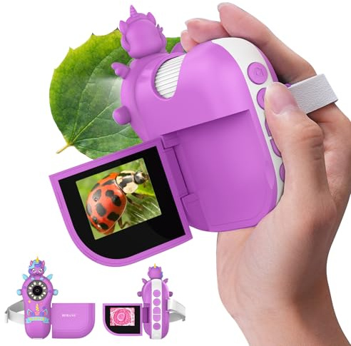 Microscopio digital para niños, miniscopio de mano – Pantalla 4K de 2 pulgadas recargable 1000X Mini bolsillo portátil lupa edu aprendizaje ciencia juguete regalo con diapositivas kit 4-12 niños