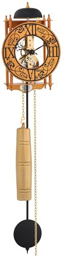 Hermle Mechanische Skelettuhr mit Metallräderwerk Skelett Pendelwanduhr Orange 8-Tage Laufwerk Glockenschlag 62cm- 71015-T10711