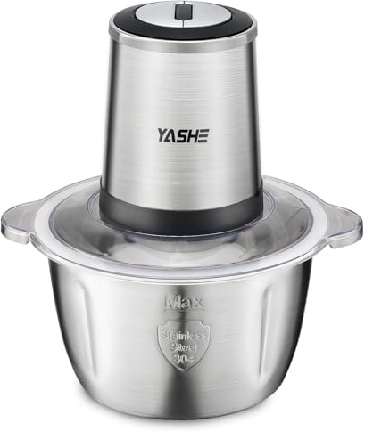 YASHE Mini Food Chopper 500W, Electric Food Processor with 1.8L Stainless Steel Bowl, Meat Grinder with 4 Bi-Level Blades, 2 Speeds