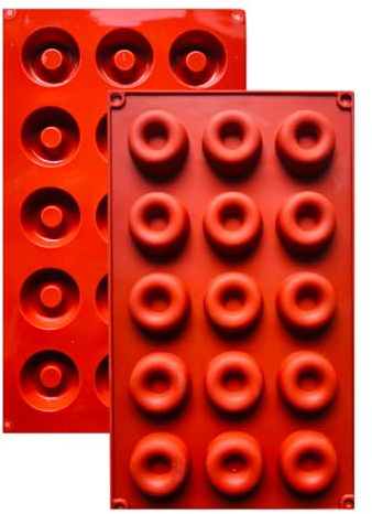 Moule en Silicone,1 Moule MINI DONUT avec Revêtement Antiadhésif, Moule en Silicone Pâtisserie pour Muffins, Brownies, Gâteaux, Cake, Pudding, Glaçons, Gelée, Quiches (29 x 17 cm) – 15 cavités
