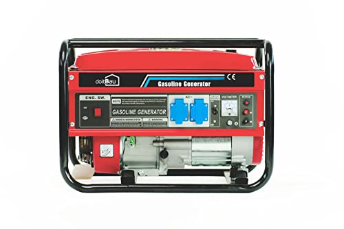 Générateur de courant avec essence - 3000 W BS3500 & YFG3500 - Générateur de secours avec AVR et protection contre les surcharges - 4 temps 6,5-7 CV - Démarreur à câble - 1 x 400 V / 3 x 230 V / 1 x