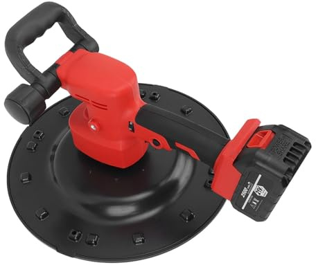 Electric Wall Polisher w/Upper Pallet/Sponge Tray/Sandpaper Handheld Smoothing Machine with 6 Gears & 40-300RPM Cement Mortar Putty Surface Large Diameter Walk Behind Trowel Power Float