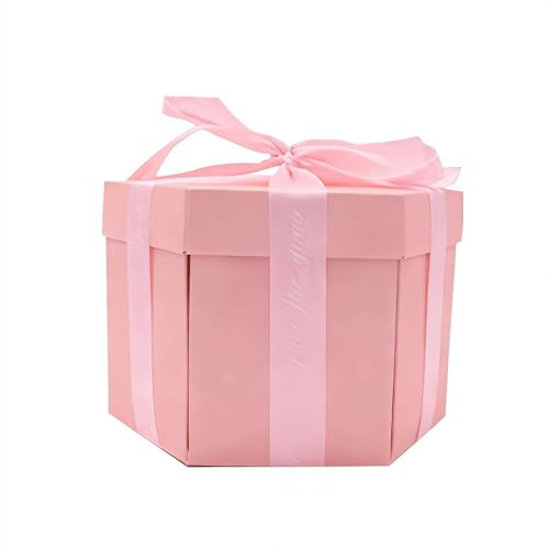 Explosion Box-Surprise - Caja de regalo para álbum de fotos, caja de explosión hexagonal multicapa con cinta, caja de regalo plegable creativa hecha a mano para cumpleaños, Navidad, día de San