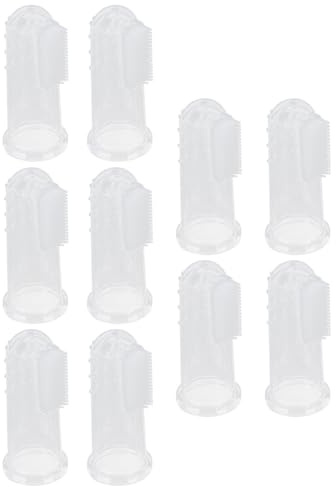 BRRNOO Baby Fingerzahnbürste, Fingerzahnbürste Fingerbürsten Baby Weiches Silikon 10 Stück für Neugeborene (transparente Schale)