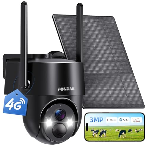 4G LTE Cellular Solar Security Camera Wireless Outdoor, No WiFi Solar Powered Camera, 360° Live View, 2K Color Night Vision, PIR Detection, 2-Way Audio, Motion Alert, Built in SIM Card, Easier to use