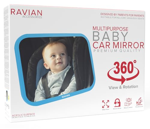 Espejo para Bebé para Asiento Trasero del Coche, Esenciales Más Seguros para Recién Nacidos con Vista Trasera, Irrompible, Ajustable para Ver Asientos Orientados hacia Atrás para Bebés