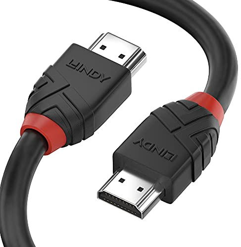 Lindy 1m High Speed HDMI Cable, Black Line, with Ethernet, 4k@60Hz HDMI 2.0 18G 3D 1080p HDCP 2.2 120Hz 144Hz HDR ARC CEC ATC Tested TV OLED Monitor Xbox PS4 PS5 Blu-ray Soundbar
