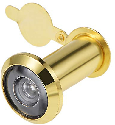 uxcell Door View, Solid Brass 220-degree Door Viewer Peephole with Cover for 1-1/2 to 2-1/4 Inch Thick Doors, Polished Gold Finish
