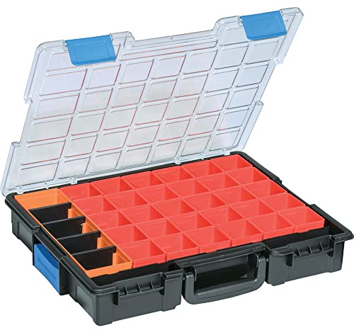 allit Kleinteilekoffer 454250 mit Verbindungsclips, herausnehmbaren Boxen und hochschlagfestem Deckel, EuroPlus Pro >K< 44/36, mit 36 Fächern, Fahrzeugeinrichtung, Schraubenkoffer, stapelbar