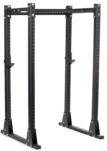 Titan Fitness X-3 Series Flat Foot Power Rack, 82 H x 30 D, 1,650 LB Rackable Capacity, Skinny & Fat Pull-Up Bars, Standard J-Hooks, Weight Plate Holders, for Home Garage Gym Training