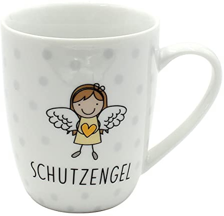 ***Kaffeebecher/Tasse aus Porzellan, Motiv: Schutzengel, Größe H/Ø: 9,8 x 8,2 cm, Fassungsvermögen 250 ml, Spülmaschinengeeignet.