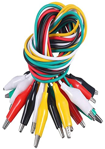 Lot de 10 pinces crocodiles avec câbles, câbles d'essai avec pinces crocodiles - Câble de mesure double extrémité (50 cm)