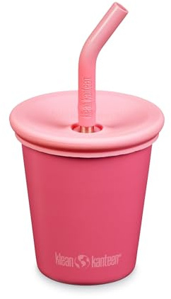 Klean Kanteen Kid Cup Rostfritt stål mugg med sugrörslock röd 284 ml