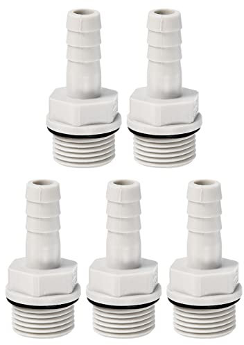 PATIKIL Leitung Stab Fitting Gerade 9mm Widerhaken G3/8 Stecker Gewinde 5Pack POM Plastik Schlauch Verbinder Grau