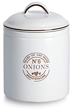 ZELLER 19363 Vorratsdose Onions, 1620 ml, Keramik, weiß, ca. Ø 14,5 x 20 cm, Vorratsbehälter,Aufbewahrung, Aufbewahrungsbox