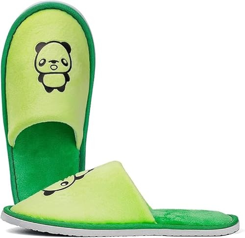EQLEF Zapatillas de Viaje para Niños y Niñas, Antideslizante de Terciopelo Coral con Suela 7mm para Casa, Hotel, Baño y Huéspedes Familiares (Verde)