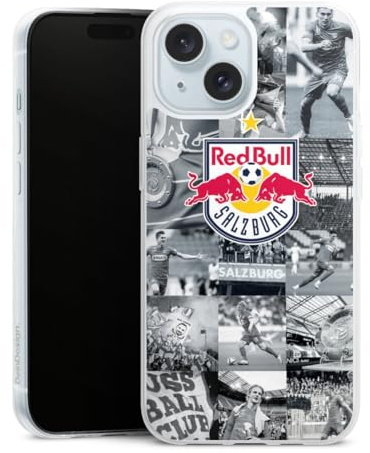 Slim Case kompatibel mit Apple iPhone 15 Silikon Handyhülle transparent Hülle extra dünn FC Red Bull Salzburg Red Bull Salzburg