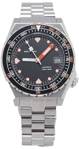 Seestern S407 Automatico Acciaio Ceramica Nero Datario Diver Orologio Uomo