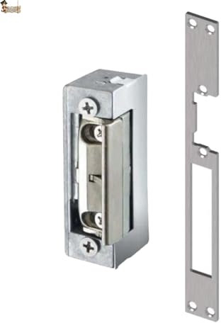 BricoLoco.com Cerradura eléctrica. Cerradero eléctrico embutir marco puerta exterior o interior. Abrepuertas automático 8v a 12v. Multivoltaje. Con placa. (Largo sin bloqueo)