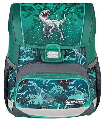 Herlitz Unisex Kinder Loop Green Rex Schulranzen, Multicoloured, M