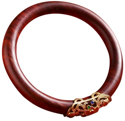 WRITWAA Holzarmband Damen Vintage Naturholz Armreif Manschette Mahagoni Palisander Lotus Rund Glatt Ethno Schmuck Armband für Damen Langlebig Angenehm zu Tragen für Valentinstag Weihnachten Geburtstag