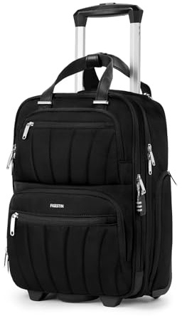 FIGESTIN Underseat Carry On Luggage with Wheels, 16-inch Softside Rolling Under Seat Luggage, Lightweight Overnight Carry On Suitcase for Women Men(Black)