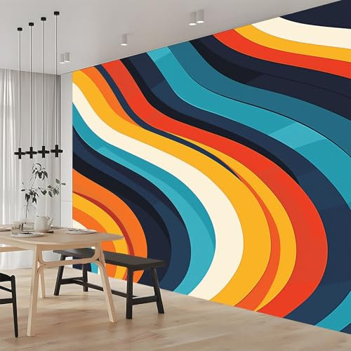 Papel Tapiz Fotográfico Papel Tapiz Rayas Geométricas Del Arco Iris 3D Art Mural Cafe Restaurant Dormitorio Decoración para el Hoga Murales Papel Pintado a Papel Fotomural Dormitorio