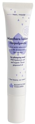 Biofficina Toscana Maschera labbra rimpolpante, 15 ml – Trattamento labbra idratante e volumizzante per labbra – Con acido ialuronico e olio di vinaccioli bio toscano