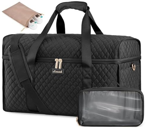 LOVEVOOK Große Reisetasche Damen, Große Öffnung Weekender Handgepäck Tasche Travel Duffle Bag, Wasserdicht Kliniktasche Geburt Krankenhaustasche Sporttasche für Flugzeug Reise Sport Gym, Schwarz