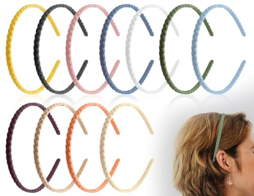 Emezddo Set med 11 plasthårband, fina hårband, eleganta hårband, pannband för kvinnor med tänder, för barn, kvinnor och flickor (11 färger, 7 mm)