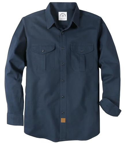 Dubinik® Camisas con Botones para Hombre Camisa Casual Trabajo Vintage Duro Stretch Regular Fit Manga Larga