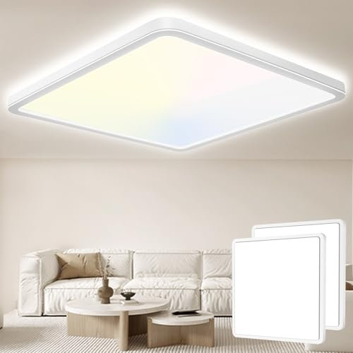 Seruno X Pack 2x Plafon LED Techo 24W 3200LM, IP54 Lampara Techo 6000K/4000K/3000K Delgada Plafón Luz Led Cuadrado Lámpara Panel para Baño Dormitorio Cocina Salon Comedor Pasillo Ø300*25mm