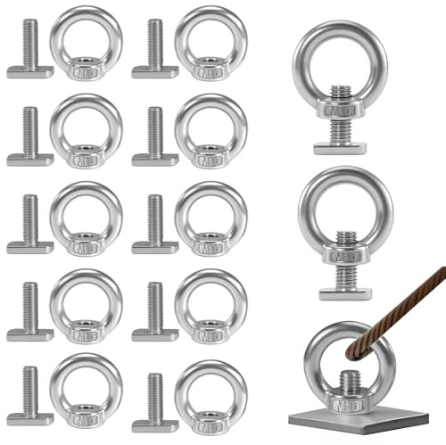 DTLLCZP Arandelas de amarre para remolques, 12 unidades, M10 x 25 mm, tornillos de acero inoxidable, tuerca de mariposa y tuerca anular, tornillos de cabeza de martillo, ojales para invernadero