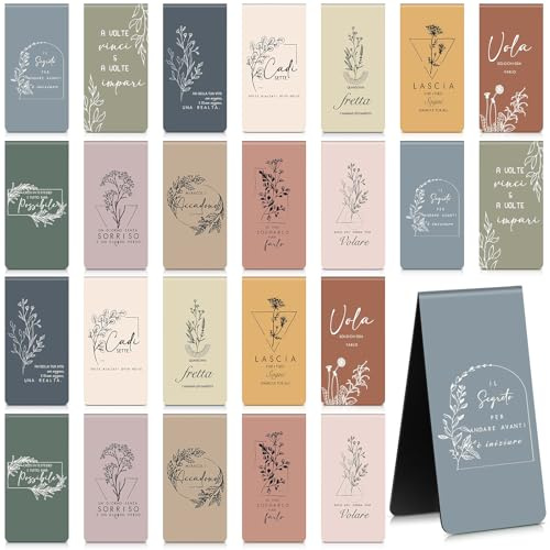 Dianelhall 24 Marque-Pages Magnétiques Inspirants Clips pour Pages et Livres Marque-Pages avec Citations pour Inspirer et Motiver pendant Lecture(Style Morandi)