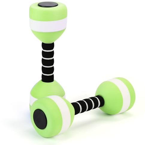 Aquatic Dumbbells, 2PCS EVA Foam Water Weights, Aquatic Exercise Dumbbells for Adults Youth Women Water Workouts Tools (Green+White)
