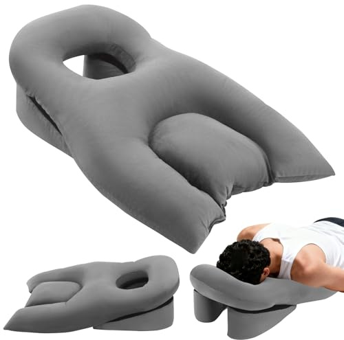 Cojín de masaje con agujero para la cabeza, cojín facial para dormir, cojín facial con base hueca, almohada para dormir boca abajo, cojín para masaje para cama, ojos y pacientes, monedas, 63 x 25 x 45