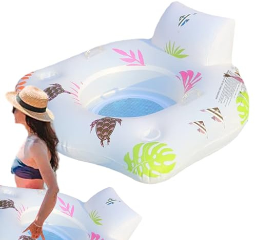 Flotador de Piscina Inflable - Tumbona para Adultos, sillón, portavasos Integrado, Flotador de Piscina, función de luz cambiante de Color | Accesorio de relajación de Verano para en el Patio