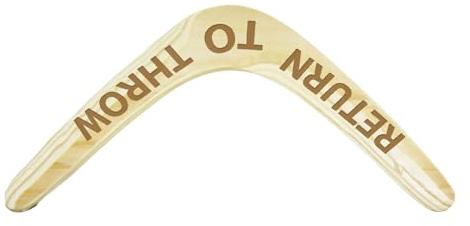 Personalized Wooden Boomerang with Custom Text Engraving, Professional Flying Boomerang for Kids & Adults, Outdoor Sport Gift for Family and Backyard Play (Beige)