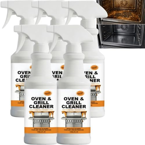 Potente spray limpiador para hornos y parrillas sin fregar - Potente desengrasante de cocina, manchas de aceite pesado de alta resistencia, fórmula de espuma sin fregar de acción rápida (5 piezas)