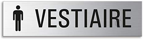 Plaque de Porte Vestiaire Hommes 160 x 40 mm Signalétique en Acier inox brossé 27245